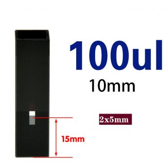 Quartz 10mm Slanted All-Black 
Ultra-Micro Cuvette, 100ul, Standard 80, Two-way Light, PTFE Cap, 1pc/ea, C102CS61