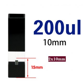 Quartz 10mm Slanted All-Black 
Ultra-Micro Cuvette, 200ul, Standard 80, Four-way Light, PTFE Cap, 1pc/ea, C102CS63