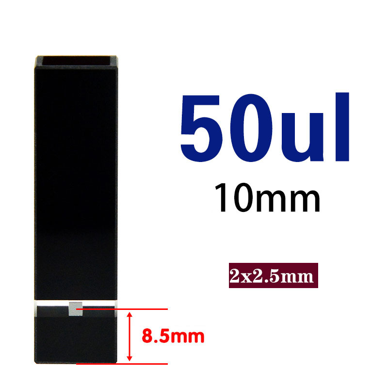 Quartz 10mm Ultra-Micro Cuvette, 50 µl, Standard 80, Four-Way Light, PTFE Cap, 1pc/ea, C102CS66