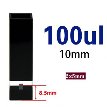 Quartz 10mm Slanted All-Black 
Ultra-Micro Cuvette, 100ul, Standard 80, Four-way Light, PTFE Cap, 1pc/ea, C102CS67