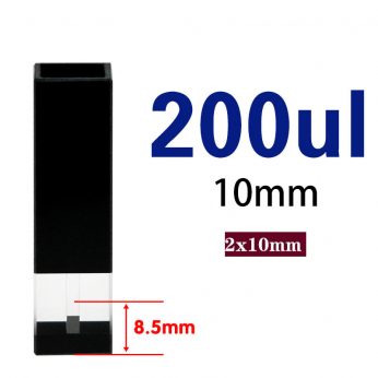 Quartz 10mm Slanted All-Black 
Ultra-Micro Cuvette, 200ul, Standard 80, Four-way Light, PTFE Cap, 1pc/ea, C102CS70