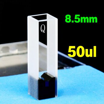 Quartz 10mm Ultra-Micro Cuvette, 50ul, Standard 80, Two-way Light, PTFE Cap, 1pc/ea, C102CS73