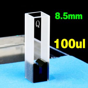 Quartz 10mm Micro Volume Cuvette, 100 µl, Standard 80, Two-Way Light, PTFE Cap, 1pc/ea, C102CS33