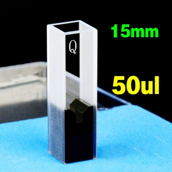 Quartz 10mm Ultra-Micro Cuvette, 50ul, Standard 80, Two-way Light, PTFE Cap, 1pc/ea, C102CS76