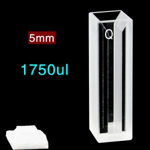 Quartz 10mm Micro Volume Cuvette, 1.75 ml, Standard 80, Two-Way Light, PTFE Cap, 1pc/ea, C102CS8
