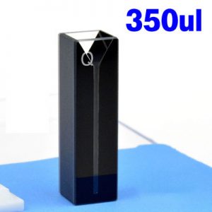 Quartz 10mm Micro Volume Cuvette, 0.35 ml, Standard 80, Two-Way Light, PTFE Cap, 1pc/ea, C102CS80
