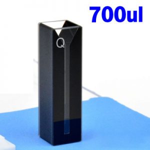 Quartz 10mm Micro Volume Cuvette, 0.7 ml, Standard 80, Two-Way Light, PTFE Cap, 1pc/ea, C102CS82