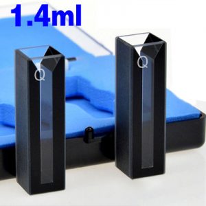 Quartz 10mm Micro Volume Cuvette, 1.4 ml, Standard 80, Two-Way Light, PTFE Cap, Pack of Two, C102CS87