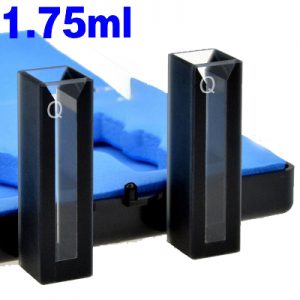 Quartz 10mm Micro Volume Cuvette, 1.75 ml, Standard 80, Two-Way Light, PTFE Cap, Pack of Two, C102CS89
