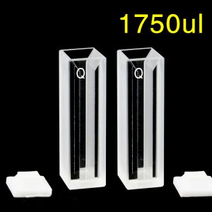 Quartz 10mm Micro Volume Cuvette, 1.75 ml, Standard 80, Two-Way Light, PTFE Cap, Pack of Two, C102CS9