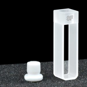 Quartz 10mm Stoppered Cuvette, 3.5ml, Molded 83, Two-Way Light, PTFE Stopper, 1pc/ea, C102SE2