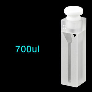 Quartz 10mm Micro Volume Cuvette, 0.7 ml, Sintered 83, Two-Way Light, Stopper Cap, 1pc/ea, C102SE4
