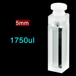 Quartz 10mm Micro Volume Cuvette, 1.75 ml, Sintered 83, Two-Way Light, Stopper Cap, 1pc/ea, C102SR10