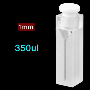 Quartz 10mm Micro Volume Cuvette, 350 µl, Sintered 83, Two-Way Light, Stopper Cap, 1pc/ea, C102SR11