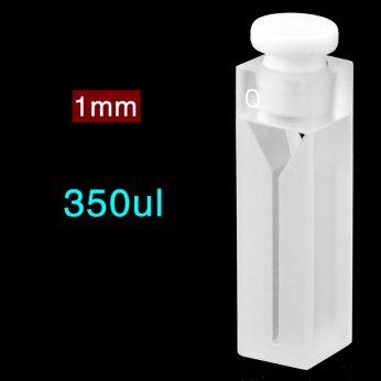 Quartz 10mm Capped Micro Cuvette , 350ul, Sintered 83, Two-way Light, Stopper, 1pc/ea, C102SR14