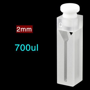 Quartz 10mm Micro Volume Cuvette, 700 µl, Sintered 83, Two-Way Light, Stopper Cap, 1pc/ea, C102SR15