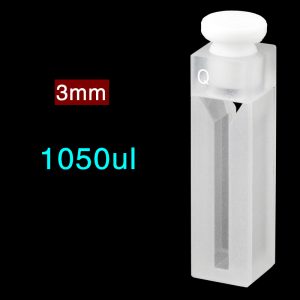 Quartz 10mm Micro Volume Cuvette, 1.05 ml, Sintered 83, Two-Way Light, Stopper Cap, 1pc/ea, C102SR16