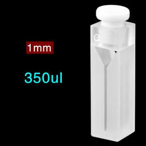 Quartz 10mm Micro Volume Cuvette, 0.35 ml, Sintered 83, Two-Way Light, Stopper Cap, 1pc/ea, C102SR19