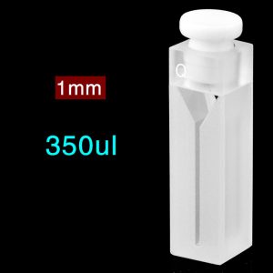 Quartz 10mm Micro Volume Cuvette, 0.35 ml, Sintered 83, Two-Way Light, Stopper Cap, 1pc/ea, C102SR3