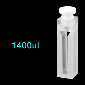 Quartz 10mm Micro Volume Cuvette, 1.4 ml, Sintered 83, Two-Way Light, Stopper Cap, 1pc/ea, C102SR32