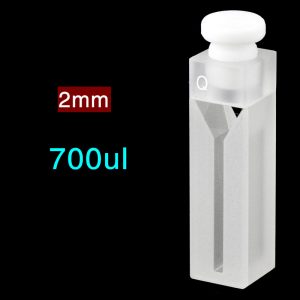 Quartz 10mm Micro Volume Cuvette, 0.7 ml, Sintered 83, Two-Way Light, Stopper Cap, 1pc/ea, C102SR4