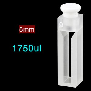 Quartz 10mm Micro Volume Cuvette, 1.75 ml, Sintered 83, Two-Way Light, Stopper Cap, 1pc/ea, C102SR8