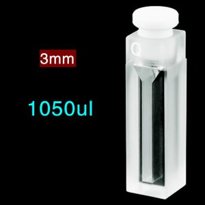 Quartz 10mm Micro Volume Cuvette, 1.05 ml, Standard 80, Two-Way Light, Stopper Cap, 1pc/ea, C102SS10