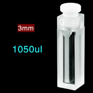 Quartz 10mm Micro Volume Cuvette, 1.05 ml, Standard 80, Two-Way Light, Stopper Cap, 1pc/ea, C102SS17