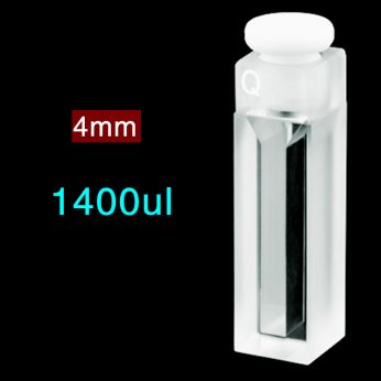 Quartz 10mm Cuvette With Stopper, 1.4ml, Standard 80, Two-way Light, Stopper, 1pc/ea, C102SS18