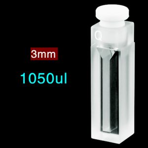 Quartz 10mm Micro Volume Cuvette, 1.05 ml, Sintered 83, Two-Way Light, Stopper Cap, 1pc/ea, C102SR13