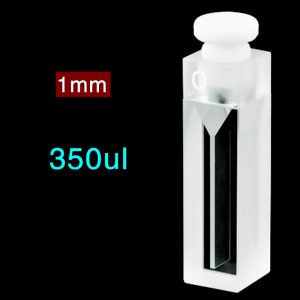 Quartz 10mm Micro Volume Cuvette, 350 µl, Sintered 83, Two-Way Light, PTFE Cap, 1pc/ea, C102CR7