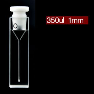 Quartz 10mm Micro Volume Cuvette, 0.35 ml, Standard 80, Two-Way Light, Stopper Cap, 1pc/ea, C102SS35