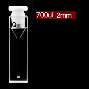 Quartz 10mm Micro Volume Cuvette, 0.7 ml, Standard 80, Two-Way Light, Stopper Cap, 1pc/ea, C102SS36