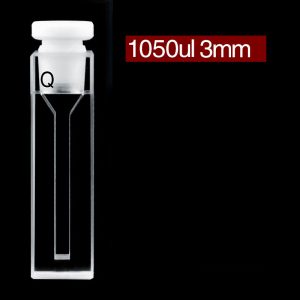Quartz 10mm Micro Volume Cuvette, 1.05 ml, Standard 80, Two-Way Light, Stopper Cap, 1pc/ea, C102SS37