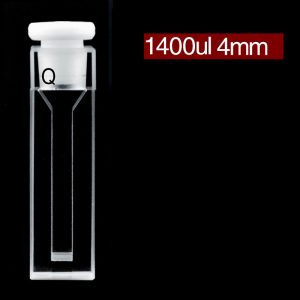 Quartz 10mm Micro Volume Cuvette, 1.4 ml, Standard 80, Two-Way Light, Stopper Cap, 1pc/ea, C102SS38