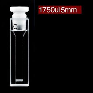 Quartz 10mm Micro Volume Cuvette, 1.75 ml, Standard 80, Two-Way Light, Stopper Cap, 1pc/ea, C102SS39