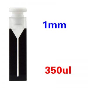 Quartz 10mm Micro Volume Cuvette, 0.35 ml, Sintered 83, Two-Way Light, Stopper Cap, 1pc/ea, C102SS40