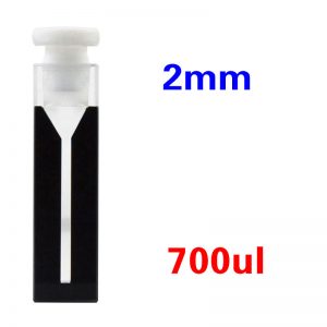 Quartz 10mm Micro Volume Cuvette, 0.7 ml, Standard 80, Two-Way Light, Stopper Cap, 1pc/ea, C102SS41