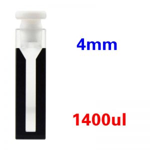 Quartz 10mm Micro Volume Cuvette, 1.4 ml, Standard 80, Two-Way Light, Stopper Cap, 1pc/ea, C102SS43