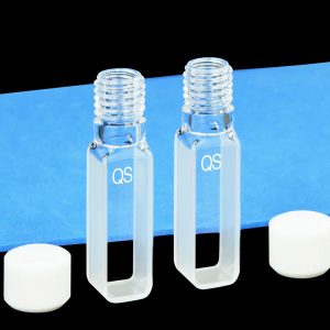 Quartz 10mm Screw Cap Cuvette, 3.5ml, Molded 0.01, Two-way Light, Screw Cap, Pack of Two, C102TF1