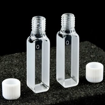 Quartz 10mm Threaded Cuvette, 3.5ml, Molded 83, Two-way Light, Screw Cap, Pack of Two, C102TQE