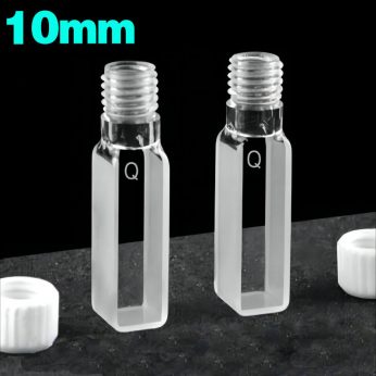 Quartz 10mm Threaded Cuvette, 3.5ml, Molded 83, Two-way Light, Screw Cap, Pack of Two, C102TQE1
