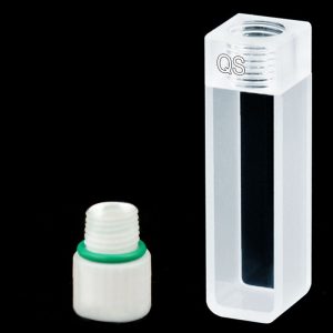 Quartz 10mm Internal Screw Neck Cuvette, 3.5ml, Sintered 83, Two-way Light, Screw Cap, 1pc/ea, C102TR2