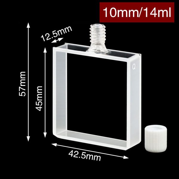 C102TS4 10mm Screw Cap Large Area Cuvette 14ml Two way Light Screw Cap 1pc ea