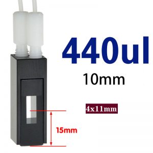 Quartz 10mm, Two-Way Light, Flow Cuvette, 440 ul, Standard 80, C102WS3