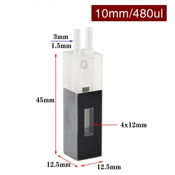 C102WS5 10mm Flow Cuvette 480ul Two way Light 1pc ea