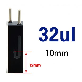 Quartz 10mm Quartz Micro-Flow Cell, 32ul, Standard 80, three-way light,  1pc/ea, C103WS