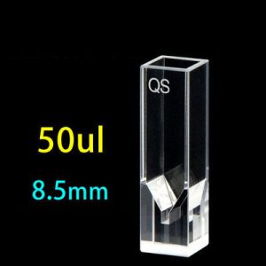 Quartz 10mm Fluorescence Micro Cuvette, 50ul, Standard 80, Four-Way Light, PTFE Cap, 1pc/ea, C104CD