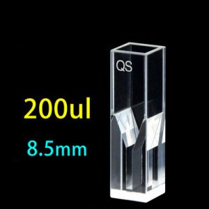 Quartz 10mm Ultra-Micro Cuvette, 200 µl, Standard 80, Four-Way Light, PTFE Cap, 1pc/ea, C104CD12