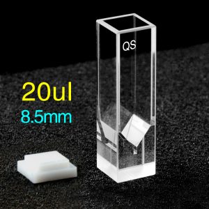 Quartz 10mm Ultra-Micro Cuvette, 20 µl, Standard 80, Four-Way Light, PTFE Cap, 1pc/ea, C104CD14